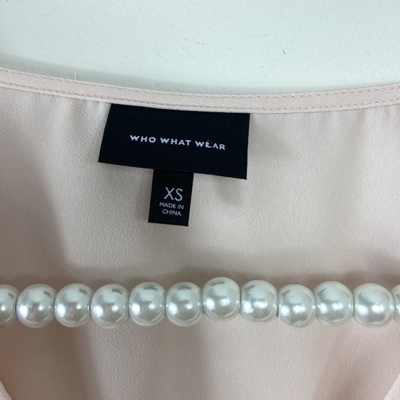 Who What Wear Blush Pink Ruffle Peplum Long Sleeve Silky Top XS - Picture 4 of 8